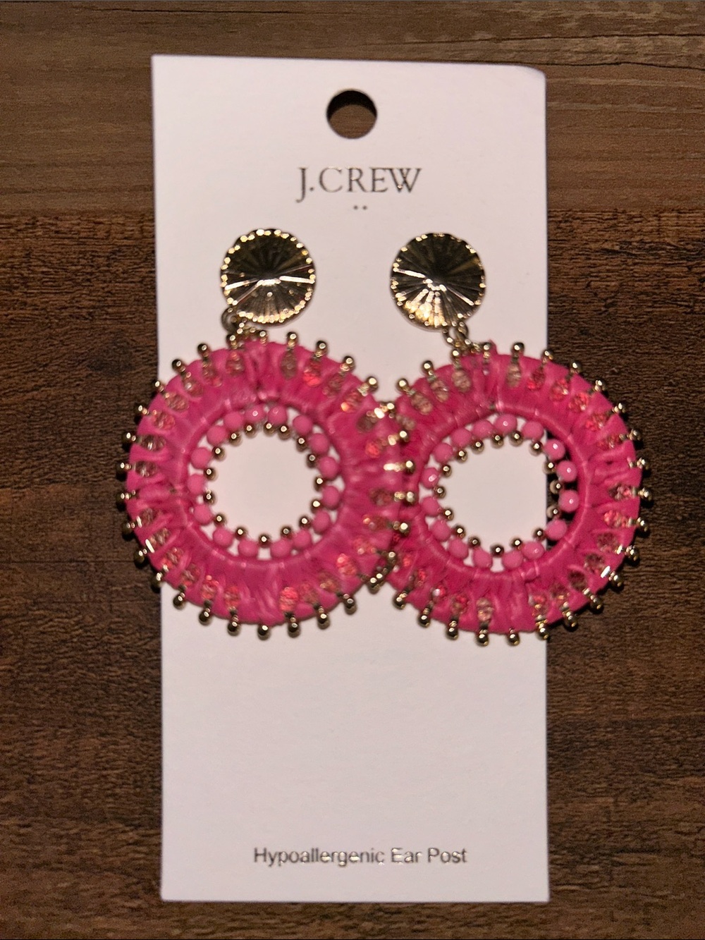 J. Crew Pink Beaded Circle Drop Earrings